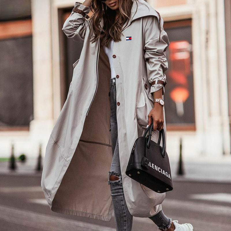 Dlouhý Kabát s Kapucí pro Ženy