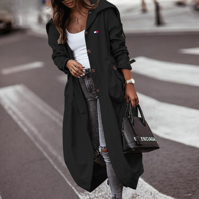 Dlouhý Kabát s Kapucí pro Ženy